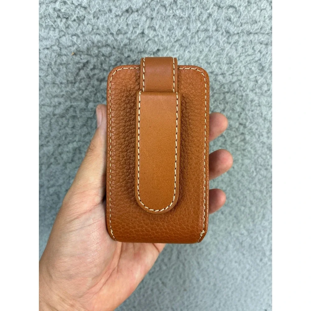 Dooney & Bourke Pebbled Cell Phone Holster Pouch Case Womens OS Brown Vintage